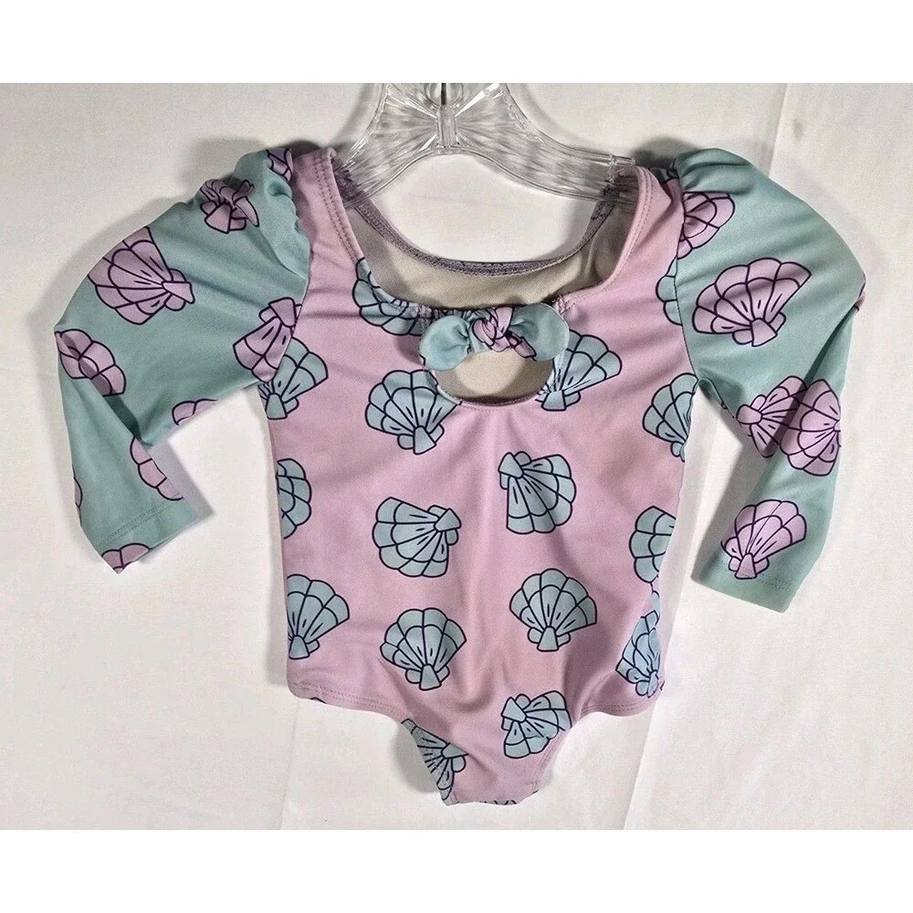 Disney Little Mermaid Toddler Girl 1 Piece Rashguard Swimsuit, UPF 50, 12 Month
